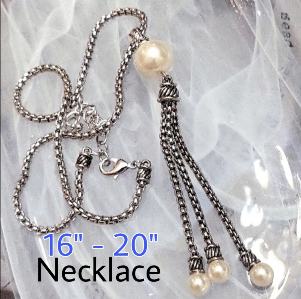 16" - 20" Pearl Necklace Silver Rhodium Plated